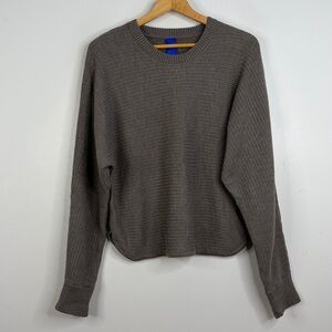 Kit and Ace Sweater Womens Medium Taupe Brown Merino Wool Dolman Sleeve Cropped